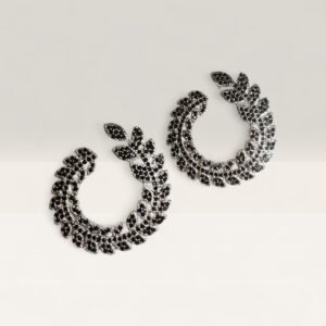 Midnight Botanical Leaf Earrings