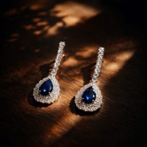 Sapphire Silver Plated Earrings