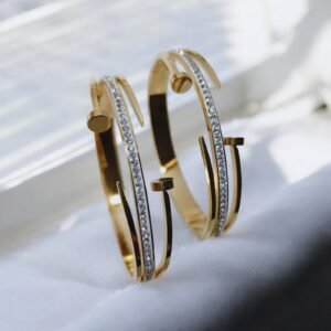 Crystal Pave Nail Designer Bangle