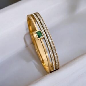 Emerald Accent Royal Crystal Cuff