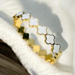 Luxe Enamel Clover Motif Cuff