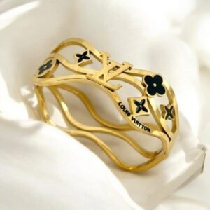 Geometric Cutout Monogram Statement Cuff