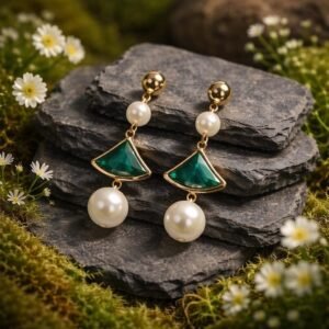 Regal Emerald Shield Earrings