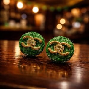 Emerald Heart Stud Earrings