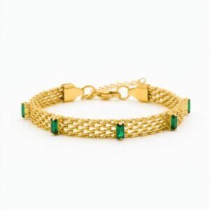Lumina Faceted Emerald Gold Plated Bracelet