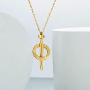 Modern Nail Design Pendant Necklace