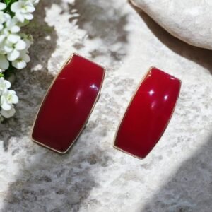 Crimson Enamel Rectangle Earrings