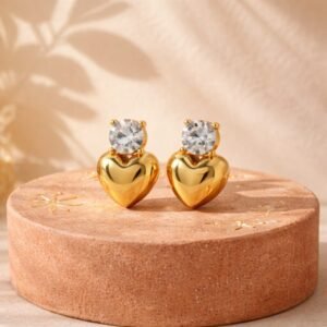 White Zarcon Heart Studs