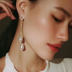 Elegant White Sapphire Drop Earrings